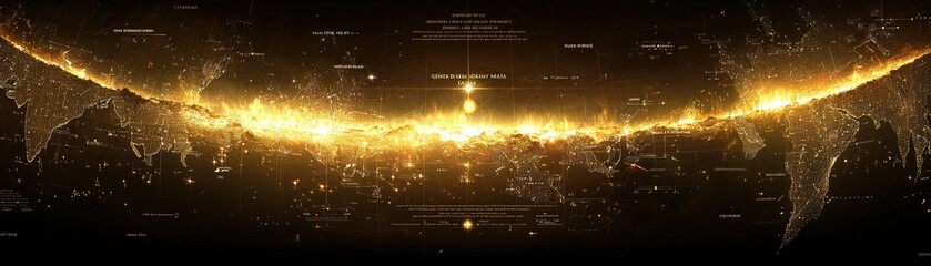 Wall Mural - world map glowing sunrise, cosmic view, possible use for wallpaper