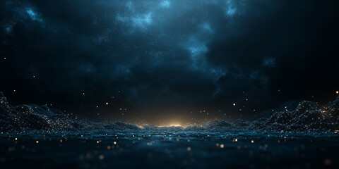 Wall Mural - A dark blue sky with a few stars and a bright light in the middle