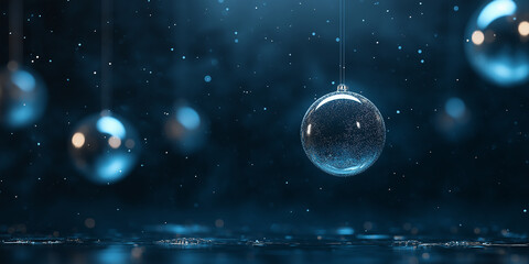 Wall Mural - The background is a dark blue color and the silver balls are floating in the air