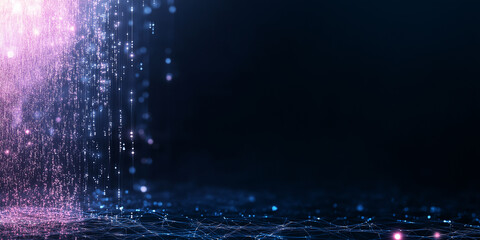 Wall Mural - A blue background with purple and pink sparkles
