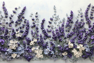 Poster - A breathtaking palette of lavender and hydrangeas, meticulously painted to create a stunning floral landscape.