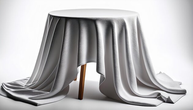 Impressive 3D Rendering Exquisite White Tablecloth on Trestle Table, Masterfully Textured for Elegant Setting, Perfect for Digital Art, Home Decor, and Design Inspiration