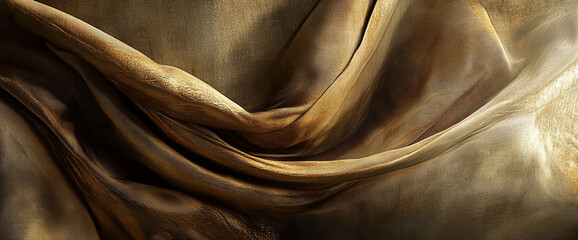 Aufkleber - Golden fabric texture, draped in soft folds, showcasing luxurious sheen and subtle shadows, ideal for elegant design projects or presentations