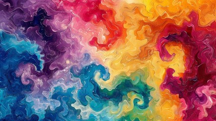 Poster - vibrant abstract swirl of colors creating a dynamic and energetic visual on canvas