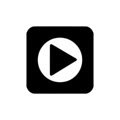 Poster - Play button icon in solid black for media and entertainment