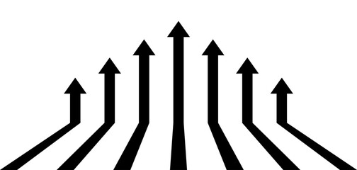 Poster - Flat linear icons set of black arrows pointing upward in vector design.