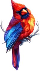 captivating realistic illustration of a colorful bird perched on a branch amidst a lush green natura