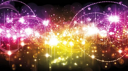 Wall Mural - light bursts shimmer, scattering vibrant hues across a dark, bokeh-filled cosmic backdrop