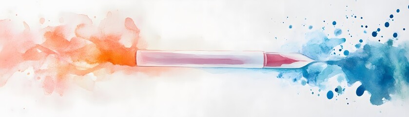 Poster - A vibrant blend of colors with a pen creating artistic splashes of emotion and creativity.
