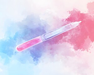 Poster - A vibrant illustration of a colorful marker blending shades of pink and blue against a soft watercolor background