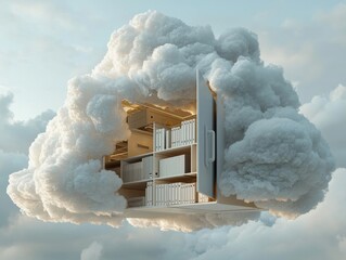Poster - A 3D computer icon isolated on white represents cloud file storage