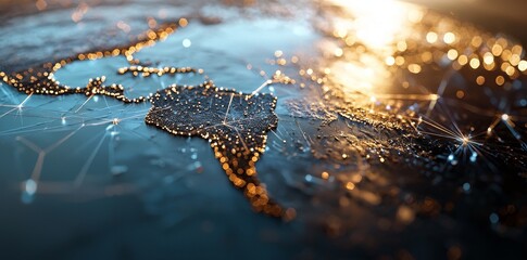 Poster - The world is shown as a map with interconnected satellite data, highlighting global connections