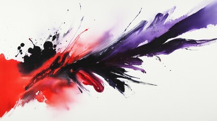 Poster - Creating bold abstract watercolor art studio artwork creative space artist's perspective vibrant shades of red and purple