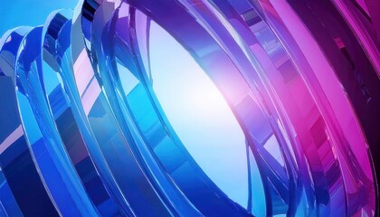 Aufkleber - futuristic abstract 3d glass rings with blue and purple reflections, modern digital background for technology and innovation

