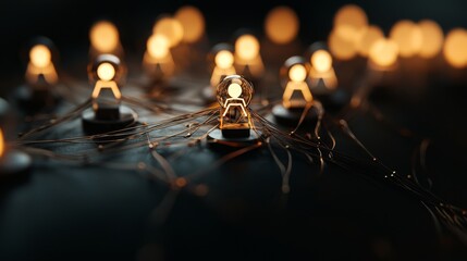 Poster - A 3D illustration depicting individuals connected through the internet, highlighting social network relationships