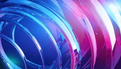 Poster - futuristic abstract 3d glass rings with blue and purple reflections, modern digital background for technology and innovation

