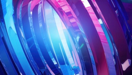 Aufkleber - futuristic abstract 3d glass rings with blue and purple reflections, modern digital background for technology and innovation

