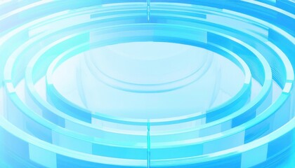 Poster - futuristic blue circular glass architecture with glowing transparency, abstract technology background for digital design

