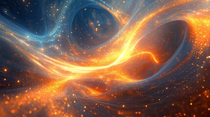 Poster - Merging glowing data streams abstract universe digital art futuristic environment aerial perspective visual representation