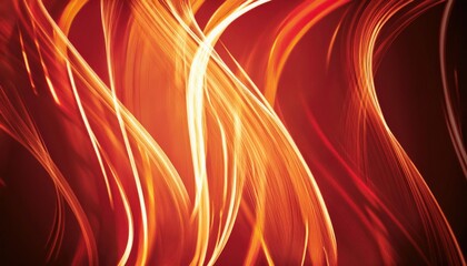 Poster - abstract flowing light streaks in warm fiery tones of red and orange, dynamic motion background for digital design and creative projects