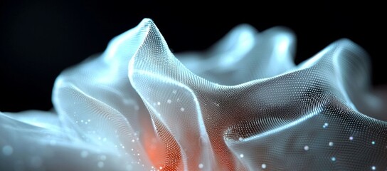 Aufkleber - A 3D representation of internet connections in cloud computing, shown as an embossed mesh with dot links