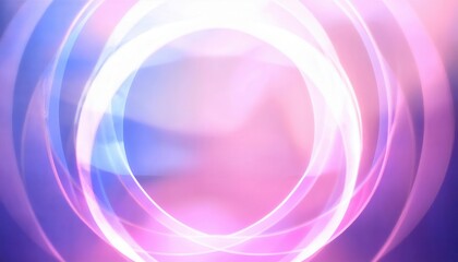 Poster - glowing neon pink and purple concentric circles with soft gradient background, abstract light motion effect
