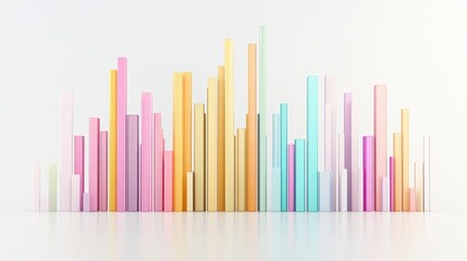 Poster - Colorful vertical bars arranged in a modern, minimalist style against a light background, creating a vibrant, abstract visual effect.