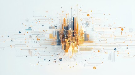 Poster - Abstract digital artwork featuring a data driven decision making with vibrant colors and geometric patterns, symbolizing technology and innovation.