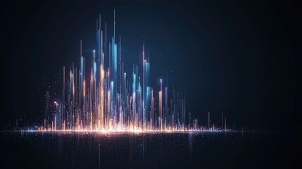 Poster - Digital visualization of market growth potential graph against a dark background, suggesting energy or dynamic motion.