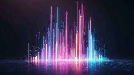 Poster - Colorful vertical lines create a vibrant, dynamic visual effect against a dark background, resembling sound waves or digital data.