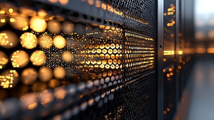 Poster - The room is empty, but it's equipped with modern servers, numerous wires, and various buttons, all contributing to data storage, cloud storage, and a mining farm