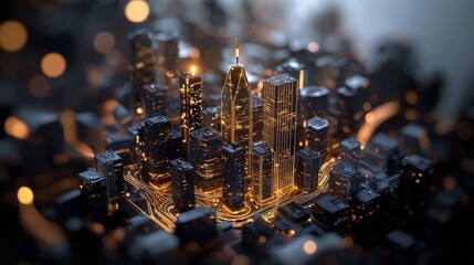 Poster - The night cityscape is set against a futuristic and abstract 3D rendered background, complete with neon lights, and explores concepts of virtual reality, cyber safety, and advanced technologies like