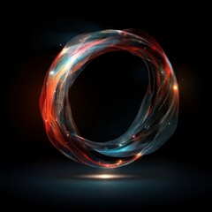 Poster - The image is a 3D render of an abstract cosmic background, complete with a galaxy, stars, a round vortex, and pink blue neon lines that spin around a black hole
