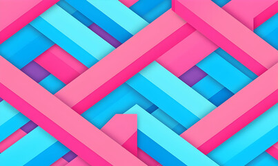 Poster - Bright Colorful Geometric Shapes in Pink and Blue Abstract Design
