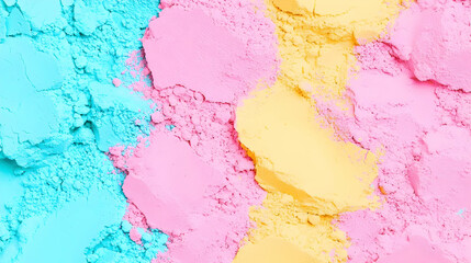 Poster - Colorful Powder Mix on Surface in Pink, Yellow, and Blue Shades