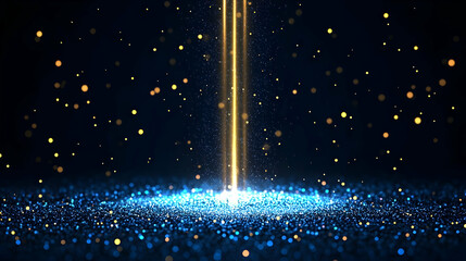Poster - Sparkling Light Rays Shining Through a Sea of Glittering Particles