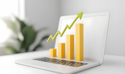 Poster - Growth Graph on Laptop Display Representing Business Progression