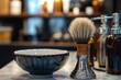 © keenan - Classic shaving tools on a countertop in a modern barber shop