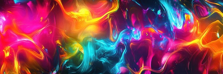 Leinwandbilder - Bright neon colors create dynamic movement in an abstract background of surprise and excitement Generative AI