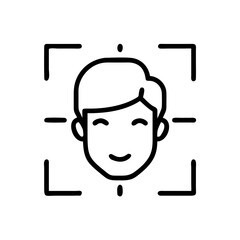 Poster - Facial recognition icon with smiling face, technology concept