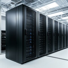 Poster - Data Center Server Racks: A Modern High-Tech Facility for Cloud Computing and Information Storage.