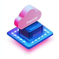 Fototapete - Free Trial Cloud Server: Experience Powerful Cloud Hosting and Services with Our No-Cost Trial Offer Today