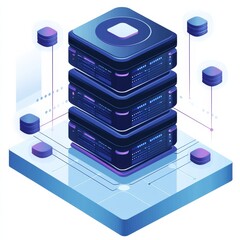 Aufkleber - Modern Data Server Stack: A Blue Isometric View of Network Storage and Cloud Connectivity Concept