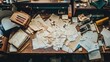 © hazia - Cluttered workshop desk filled with papers and tools
