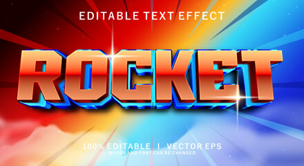 Poster - rocket 3d vector text effect with modern style design