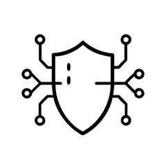 Fototapete - Cybersecurity shield icon with circuits, digital protection concept