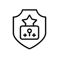 Poster - Cybersecurity badge icon featuring star and lock, protection concept