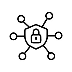 Poster - Cybersecurity network icon featuring shield and padlock, protection concept