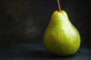 Aufkleber - Fresh green pear resting on a dark surface highlighting its texture and color