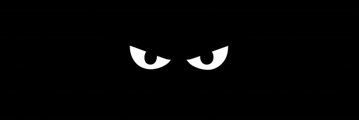 Aufkleber - Eerie minimalist icon depicting a dark face with wide fearful eyes highlighting a stark monochrome contrast